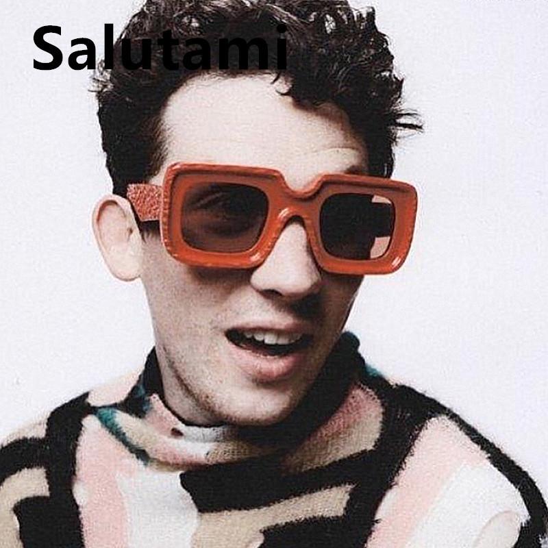 

Sunglasses 2021 Orange Green For Men Vintage Gradient Square Sun Glasses Women Candy Color Wide Leg Shades Red