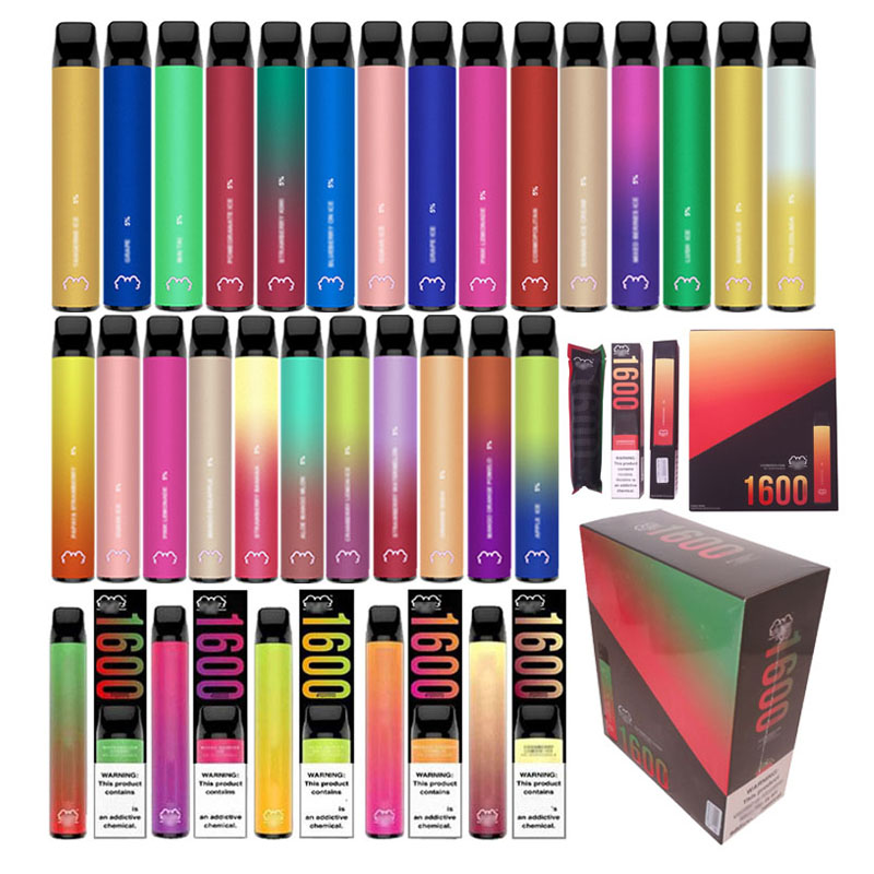 

High quality vape pen xxl puff vape Metal plastic silicone cover flat tip 1600 Puffs 1000mAh Rainbow Disposable vaporizer