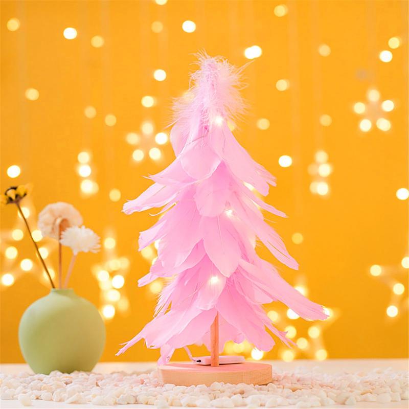 

Christmas Tree With Led Light 11.8 Inch Household Feather Girl Heart Birthday Gift Handmade Festival Decorations Xmas Ornament 1