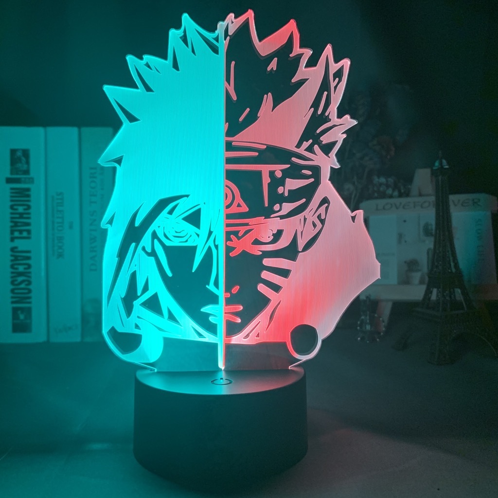 

3d Illusion Led Night Light Half Face Naruto Uzumaki and Sasuke Uchiha for Bedroom Decor Light Cool Anime Gift 3d Lamp Hit Color C1007