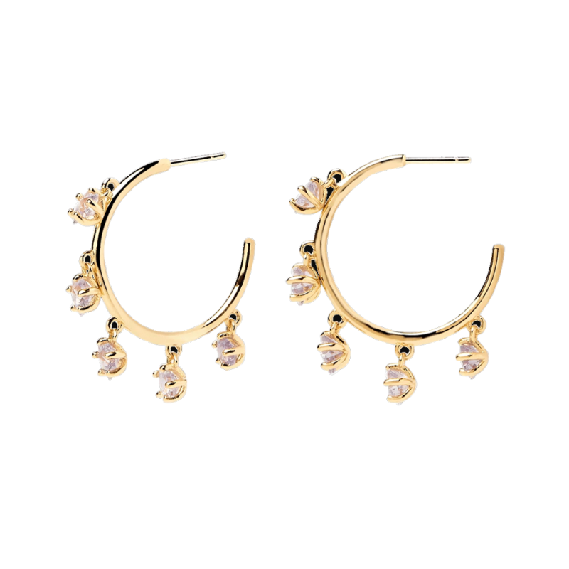 

LOZRUNVE Boheme 925 Sterling Silver Star Shaped Zirconia CZ Dangling Piercing Charm Hoop Earring