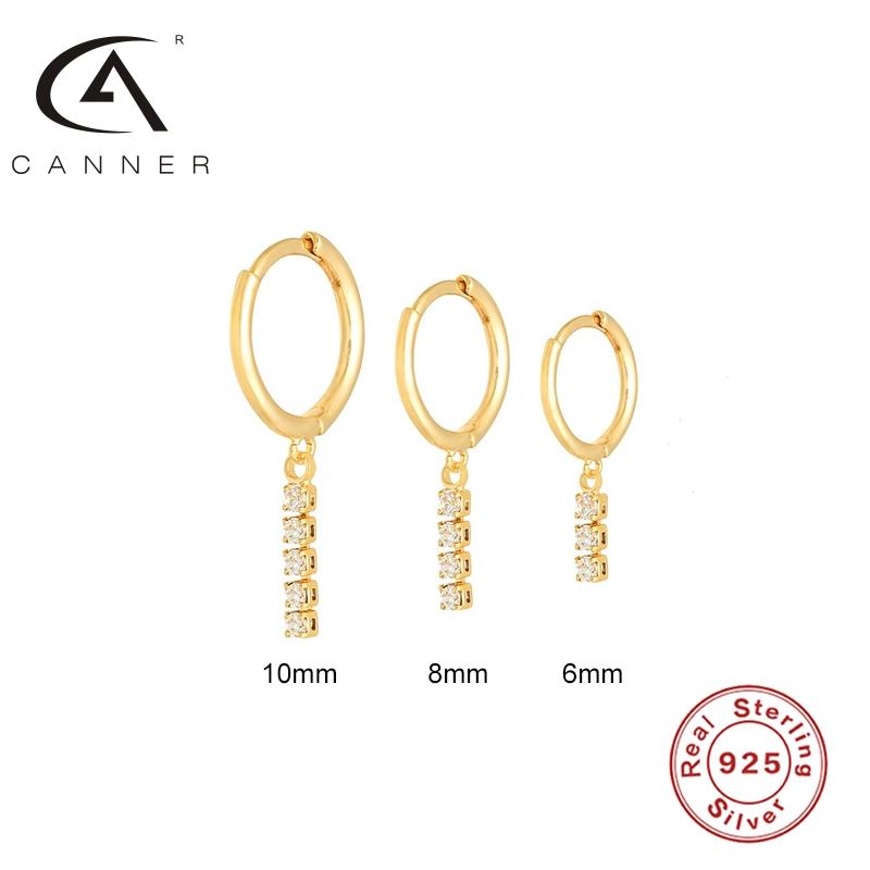 

CANNER 3Pcs/Set 925 Silver Earrings with Zircon Dangle S925 Sterling Plata Piercing Stud Ear Rings for Women Party Banquet 2021