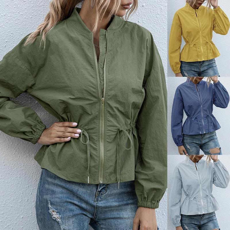 

Autumn Coat for Women Outdoor Windproof Zipper Jacket Coat Women Long Sleeve Stand Collar Short Jacket for Outwear, Blue
