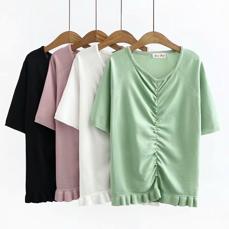 

4xl Plus Summer Tops of the Women Manga Short Ice Mesh Great Size Shirts Can Be Stretched to Some 9s1q, Green