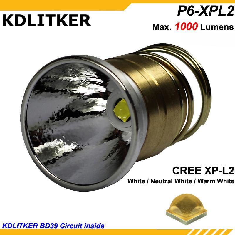 

KDLITKER P6-XPL2HD Cree XP-L2 1000 Lumens 3V - 9V LED P60 Drop-in Module (Dia 26.5mm)1