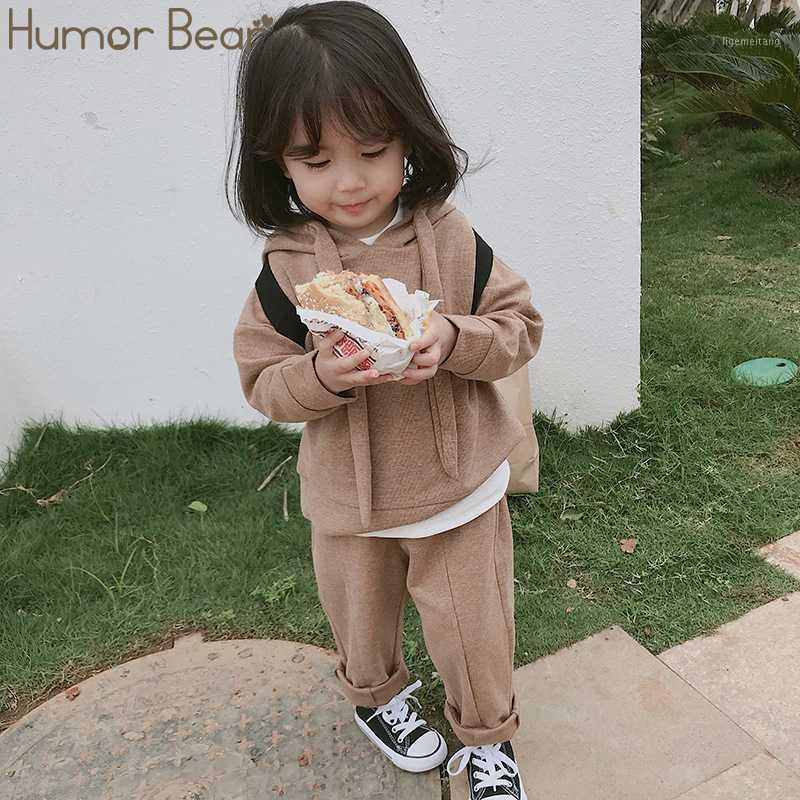 

Humor Bear New Girls Children Clothing Set Autumn Clothes Tracksuit Set Long Sleeve Cap Top + Trousers 2Pcs Girls Sport Suits1, Gray