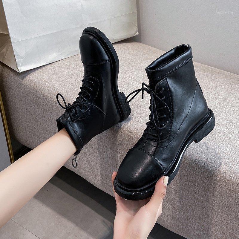 

Boots Women New 2020 Shoes Round Toe Luxury Designer Booties Ladies Low Heels booties Rock Mid-Calf Mid Calf Autumn Rubber1
