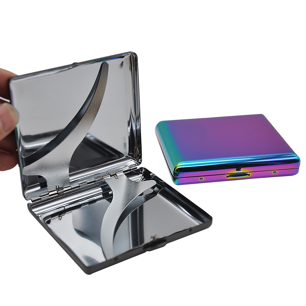 

HORNET Metal Double Sided Cigarette Storage Case Crush Proof Chrome Smoking Tobacco Pipe Accessories Cigarette Case Box Wholesale