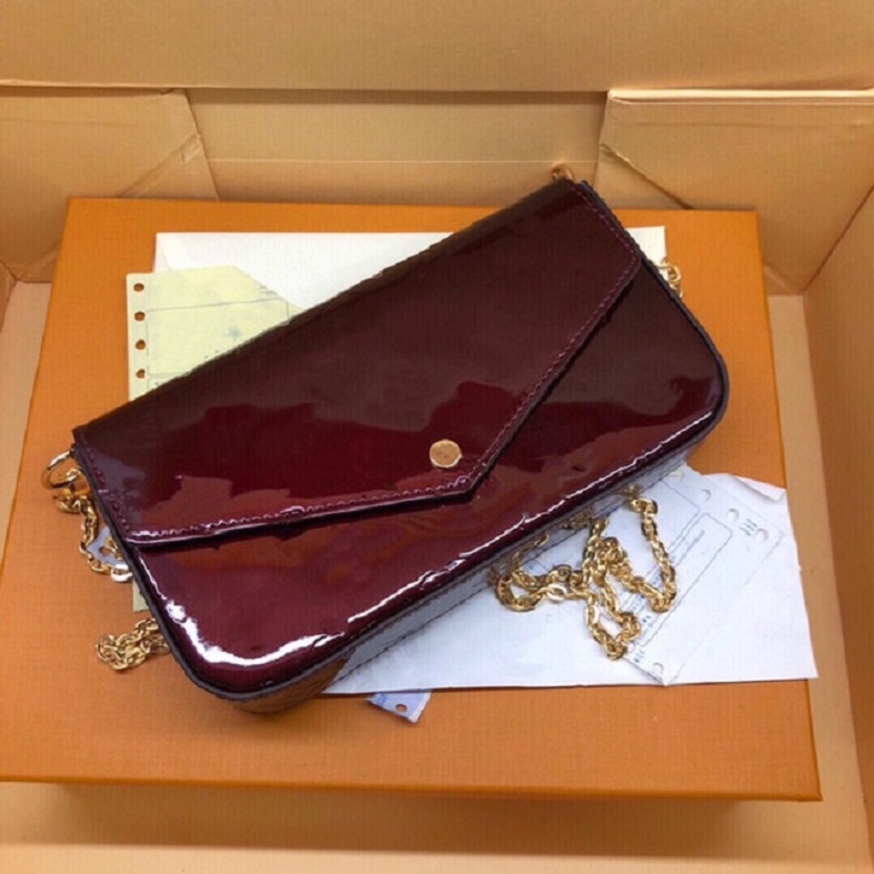 

2021 ladies luxury designer messenger bags leather bag ladies coin purse wallet free gift box, Pink