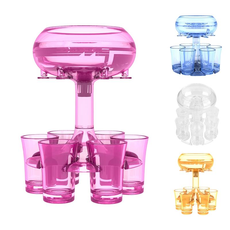 

6 Shot Glass Transparent Dispenser Holder for Filling Liquids, Beer, Cocktail, Party Bar Drinking Tools