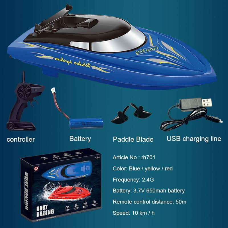 

2.4GHZ& High Speed 4 Channel RC Boat Radio USB Charging Remote Control Racing Boat Electric Outdoor Toys For Childern Best Gifts, Yellow