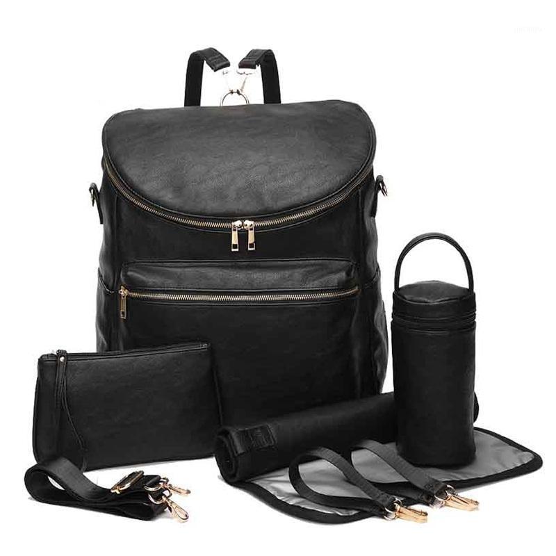 

PU Leather Large Baby Diaper Bag Backpack,Travel Back Pack, Maternity Nappy Bag Changing Bags1, Black