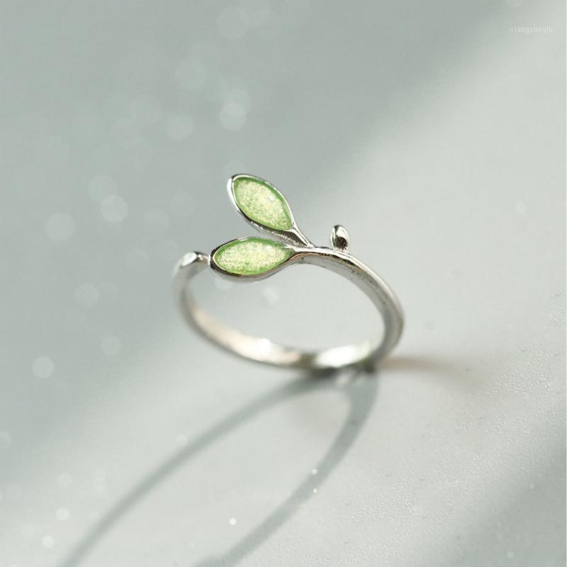 

Cluster Rings Personality Fashion 925 Sterling Silver For Women Bud Leaf Simplicity Opening Adjustable Minimalist Jewelry, Golden;silver