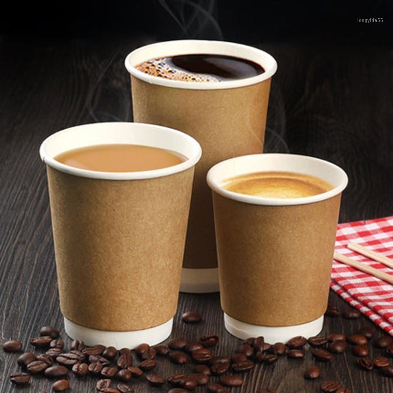 

10pcs 300ml/400ml Double Kraft Paper Cups Disposable Coffee Milk Cup Drinking Accessories Party Supplies Accept Customize1