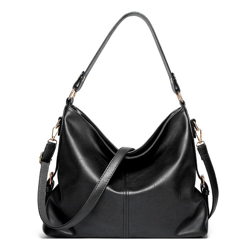 

Women Bag Genuine Leather Women's Leather Handbags Luxury Lady Hand Bags With Purse Pocket Women Messenger Bag Tote Sac C1655, Black