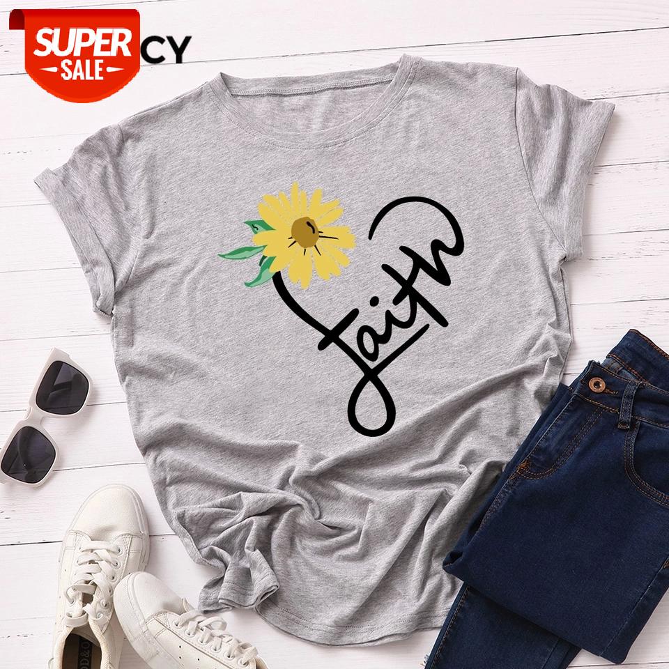 

JFUNCY Plus Size Women T-shirts Female Short Sleeve Summer Cotton T Shirt Faith Letter Printed Basic Tops Woman Casual Tee Shirt #hL9O, White