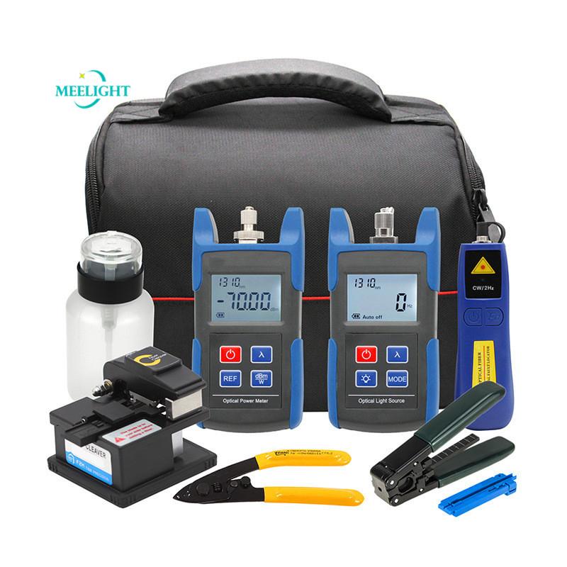 

1set/9pcs optical fiber cold connection tools optical power meter light source cleaver toolbox toolkit SLS OPM VFL FTTH