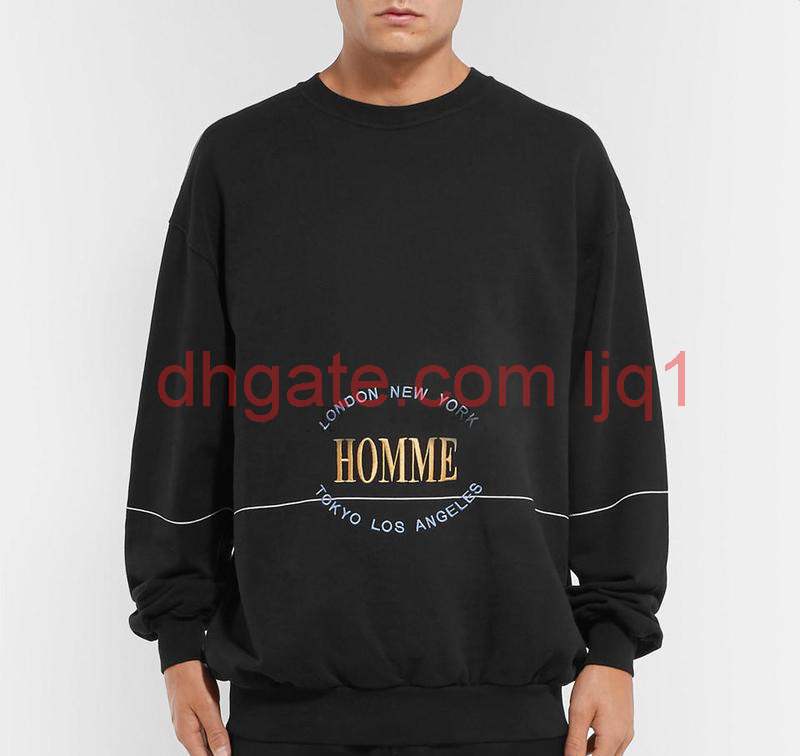 

19FW HOMME Embroidery Letters Sweatshirts Fashion Men Women Couple Sweatshits Top Quality Hip Hop Hoodies BB, Black
