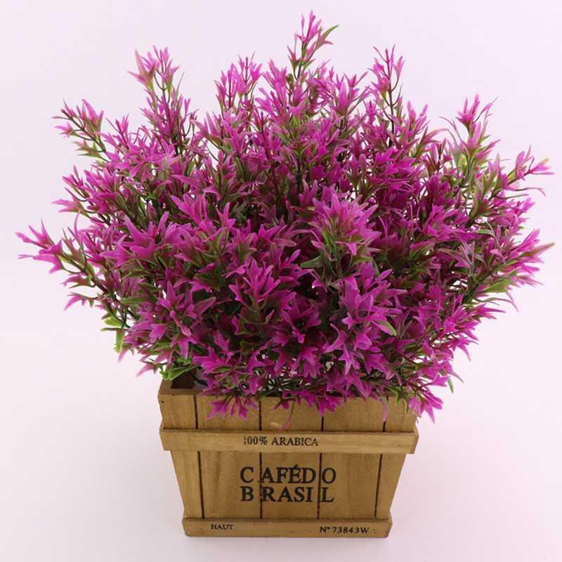 

5 Forks 34CM Rural Plastic Green Grass Potted Plant Set Artificial Flowers Bonsai Flowerpot Wedding Home Table Decorative1, As picture4