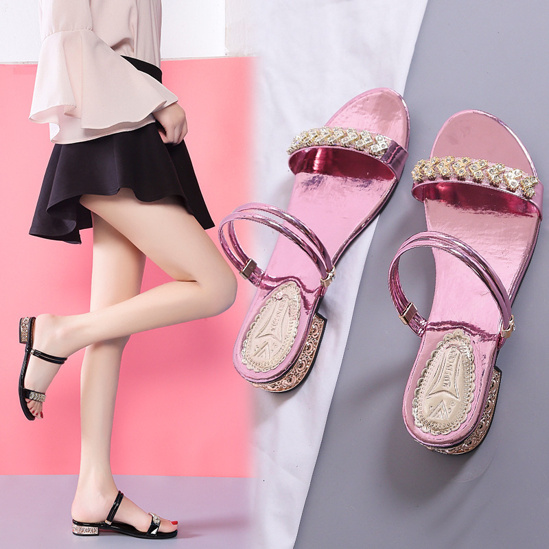 

Ladies 2021 New Hot Sandals, a Pair-style Women's Sandals Mid Heel Block Party Toe Open Shoe Square Zapatos Mujer -42 R9KS, Pink.