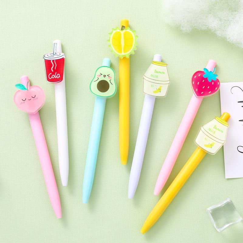 

1pcs Korea Simple Press Gel Pen Cartoon Cute Milk Fruit Accessories Creative Student Stationery Office Signing Pen Black1