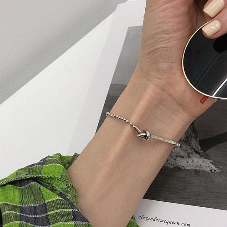 

Trendy Thai Silver Color Bracelet for Women Geometric Knot Bead Chain Bracelet Party Jewelry Gifts