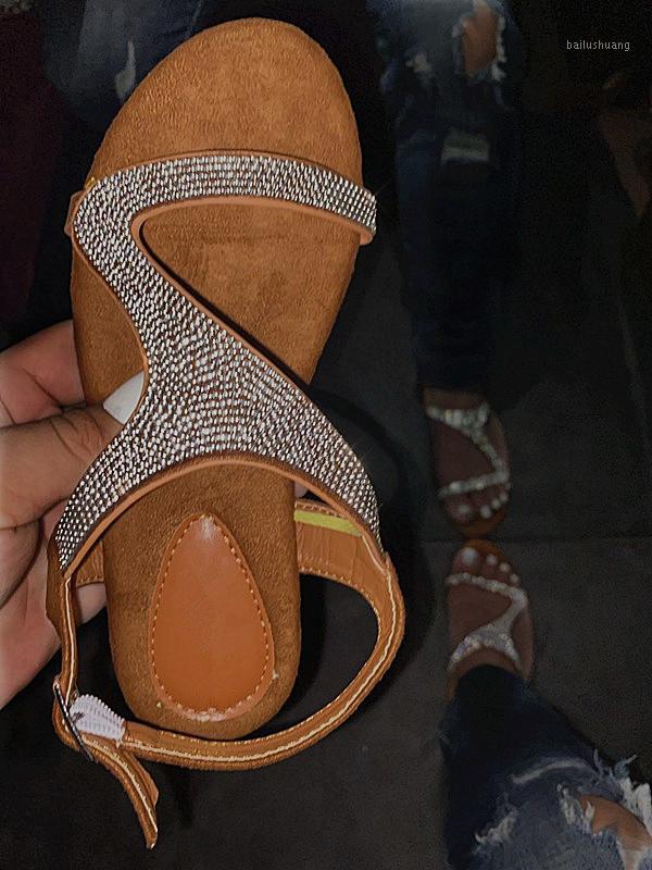 

Women Summer Flat Bling Slippers Casual Flip Flops Non-Slip Outdoor Beach Slides Sandals Sexy Crystal Slippers Shoes Ladies 20201, Brown