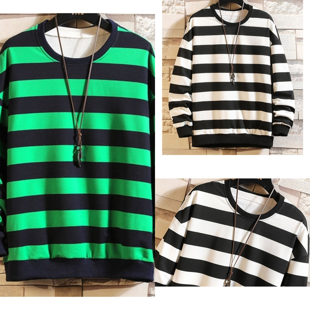 

New Men's Spring Summer STRIPED round Neck Casual Cotton 2020 Long-Sleeved Sweatshirts 6731, 4xl