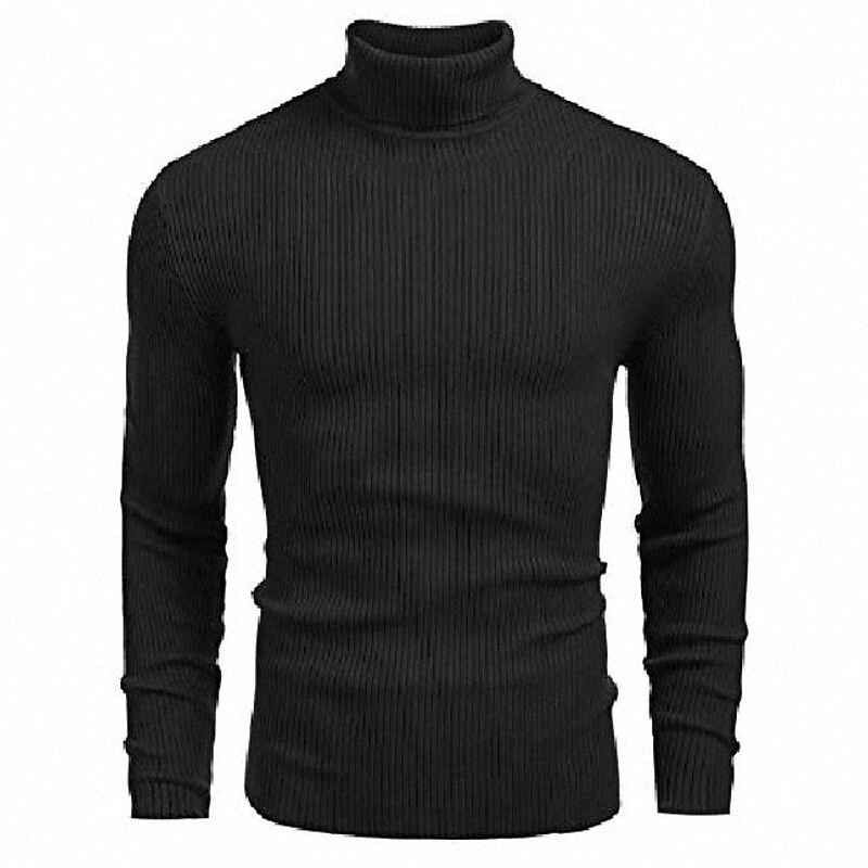 mens ribbed slim fit knitted pullover turtleneck sweater i3iH#