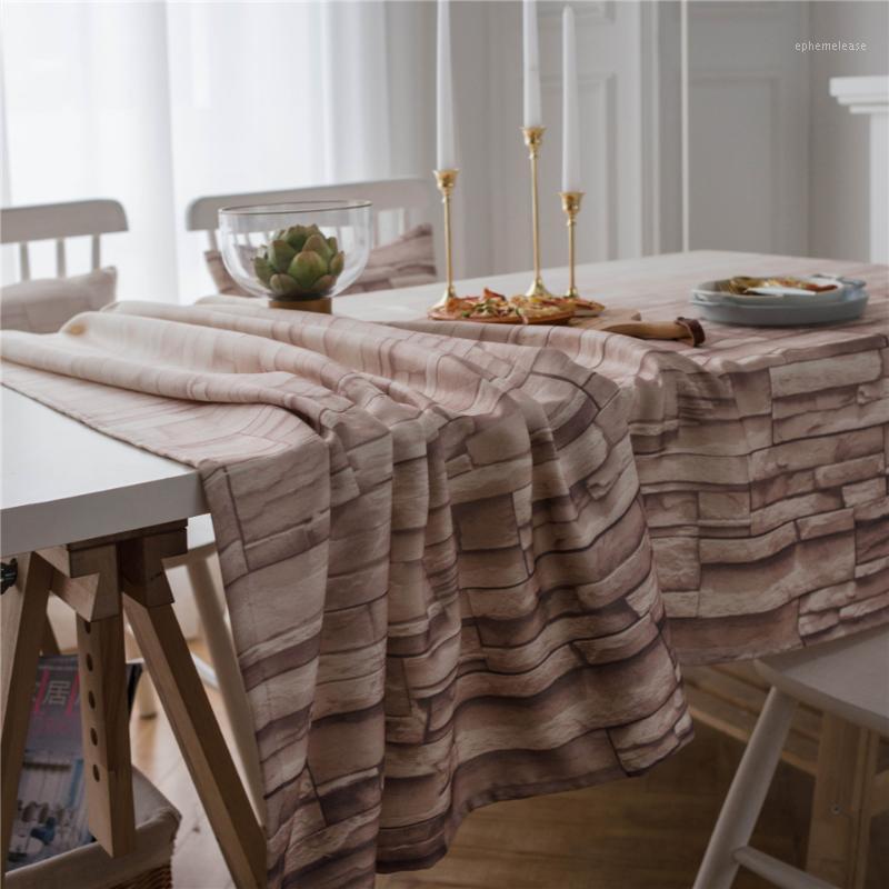 

Gradient Brick Pattern Decorative Table Cloth Rectangular Tablecloths Dining Table Cover Kitchen Obrus Mantel Mesa Cushion Cover1