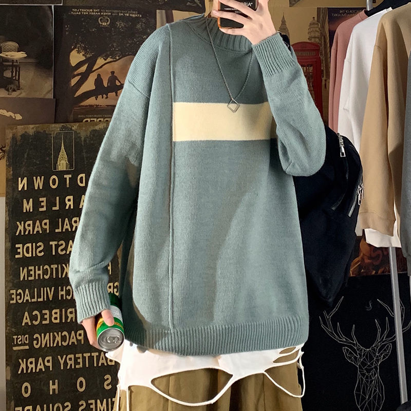 

Male Shirt 2021 Autumn Thin New Winter Knitted Tightly Knit Nightgown Individuality Young Men's Clothes JTHW, Black