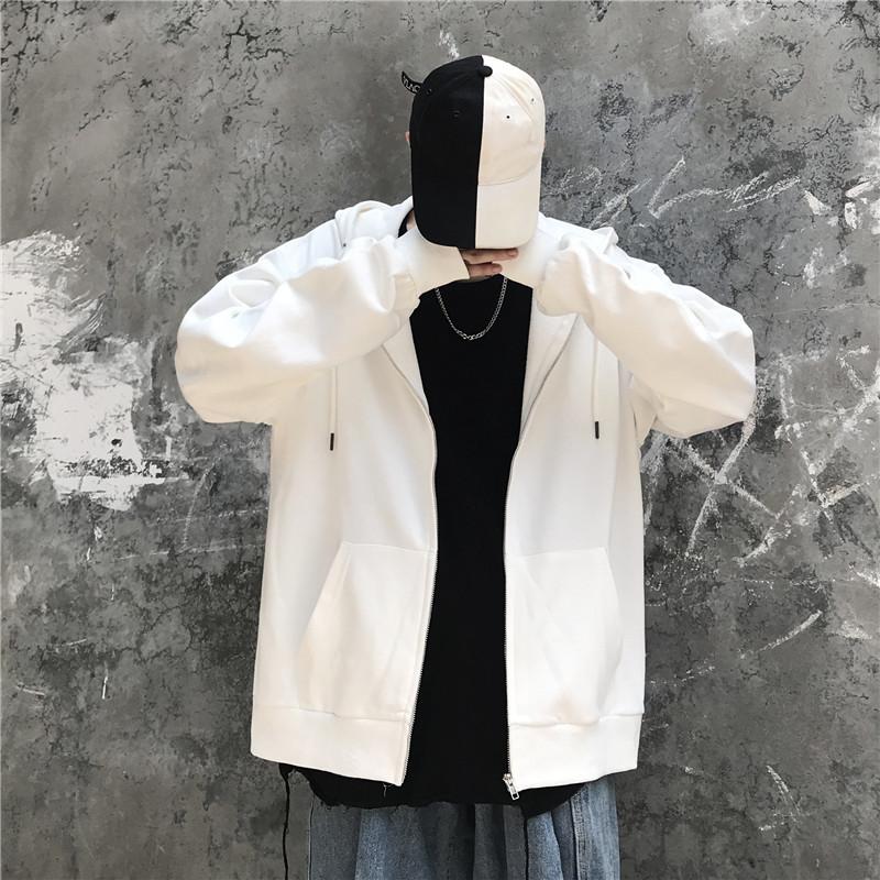 

Unisex oversize spring autumn winter ulzzang casual loose Jackets Women's Clothing Harajuku zipper Coats gray black tops