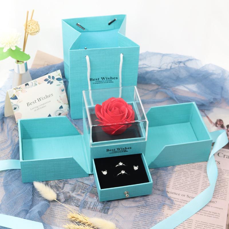 

Artificial Flowers ROSE Gift Flower Box Gift Home Decor Christmas Valentines Day Wedding Mariagea Girlfriend Mom Gifts1, Green no necklace 2