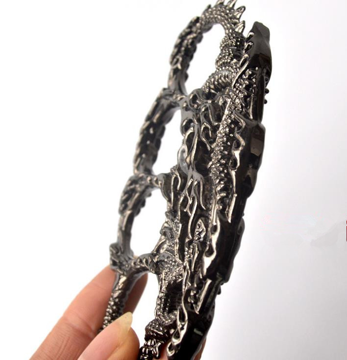 

2021 Chinese Dragon Metal Iron Four-finger Hand Clasp Fist Clasp Defense Tiger Finger Tiger Knuckle Legal Self-defense Weapon Hand in Stock#