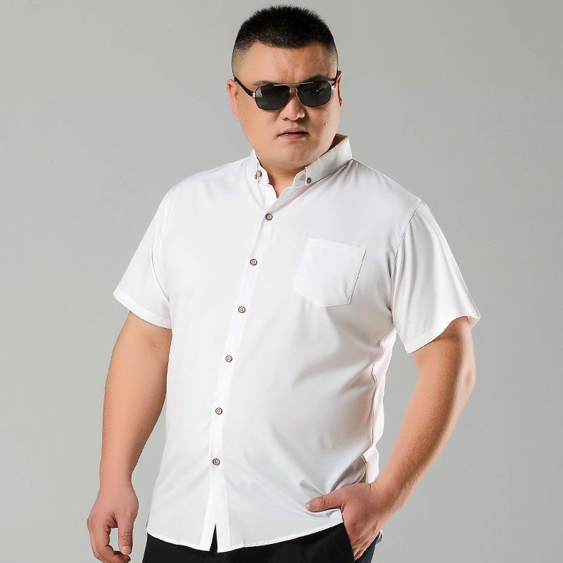 

Casual Solid Fashion Plain Fitted Men Shirt CottonDress Shirt Short Sleeve Summer Turn-down Collar Office Camisa Masculina, Black