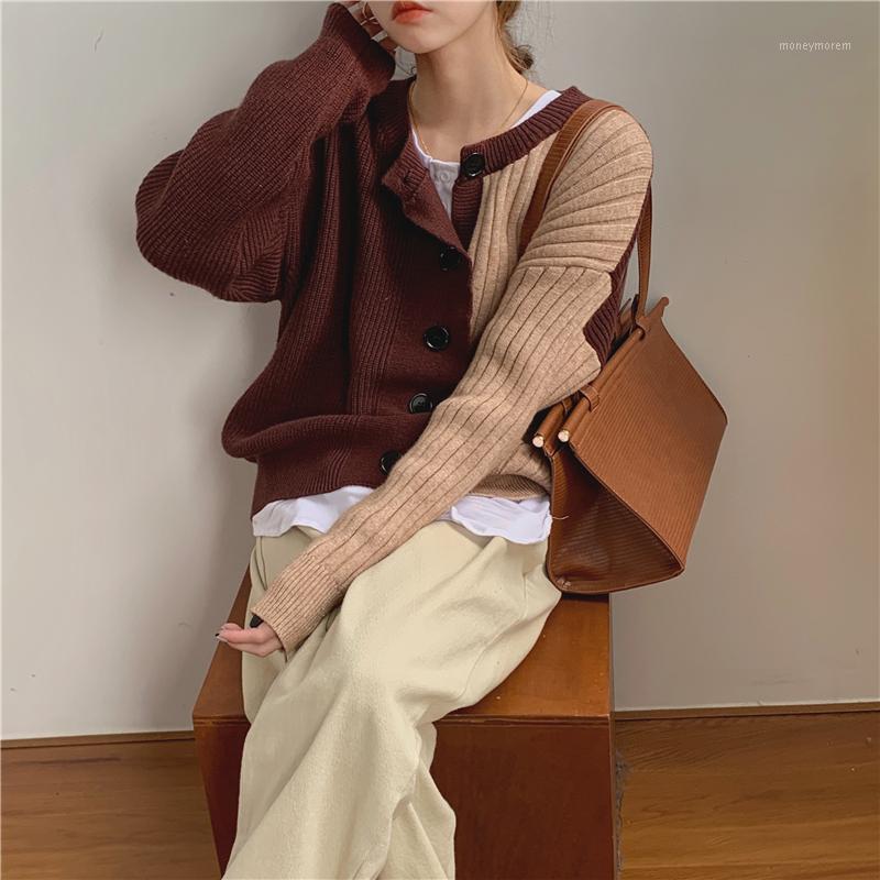 

New Oversize Women Sweaters Autumn Vintage Cardigans Loose Winter Sweater Knitted Plus Size Women Cardigan Knit Button1, Dark brown