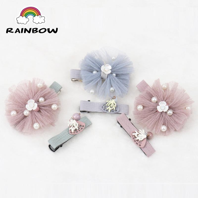 

2pcs/set Creativity Crystal Pearl Lace Flower Hairpins Parent-child Children Girls Hair Clips Handmade Barrettes Headwear1, Pink