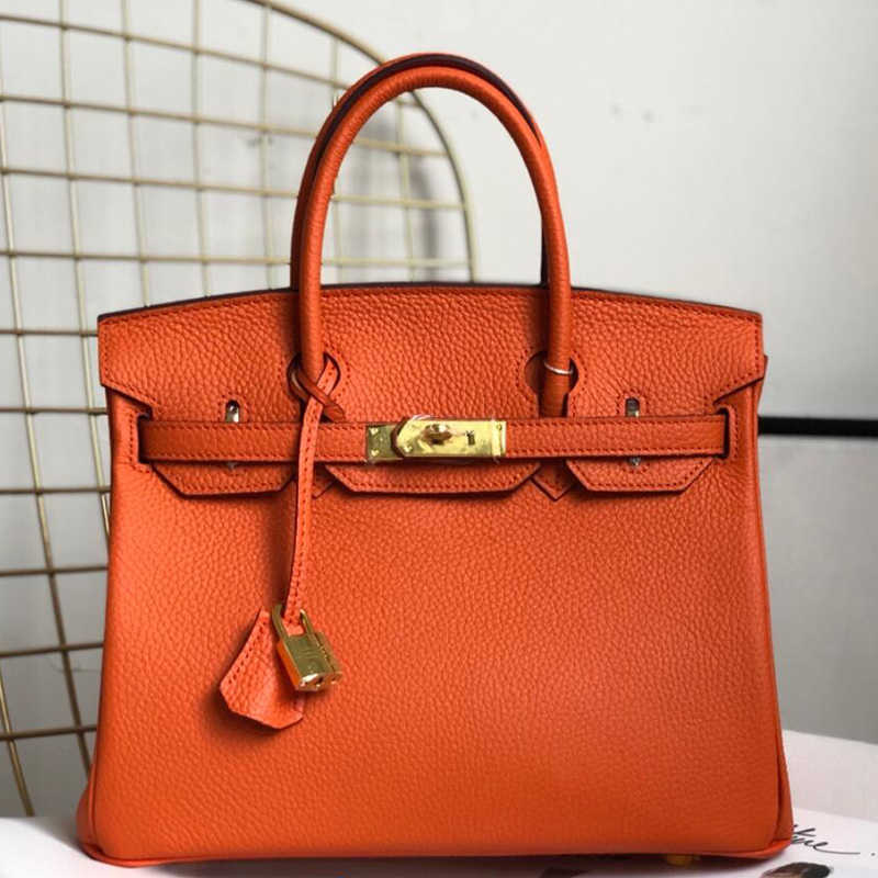 

Fashion Tote Bag 25cm 30cm 35cm Handbag Women Shoulder Bags Litchi Pattern Genuine Leather Handbags With Stamped Lock Scarf Horse Charm High, Stamped lock only