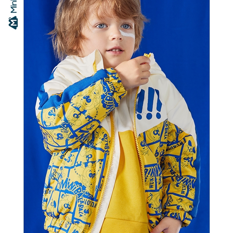 

Minibalabala Boys and girls cotton clothes Qitian Dasheng joint children hooded jacket autumn and winter new products LJ201017, Red and blue