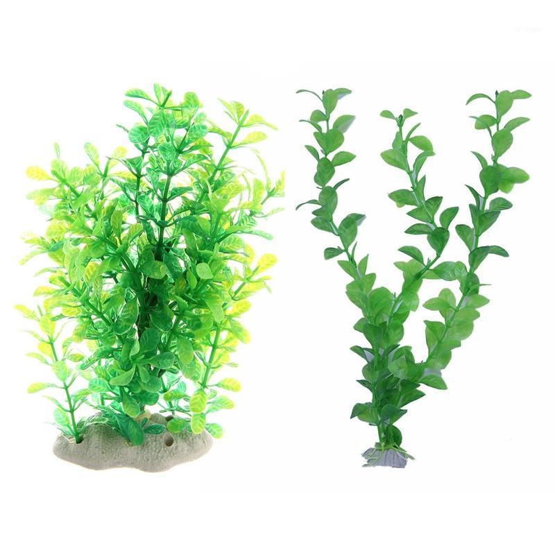 

2 Pcs Artificial Green Plant Plastic Water Plants Aquarium Ornament, 15-20Cm & 20-28Cm1