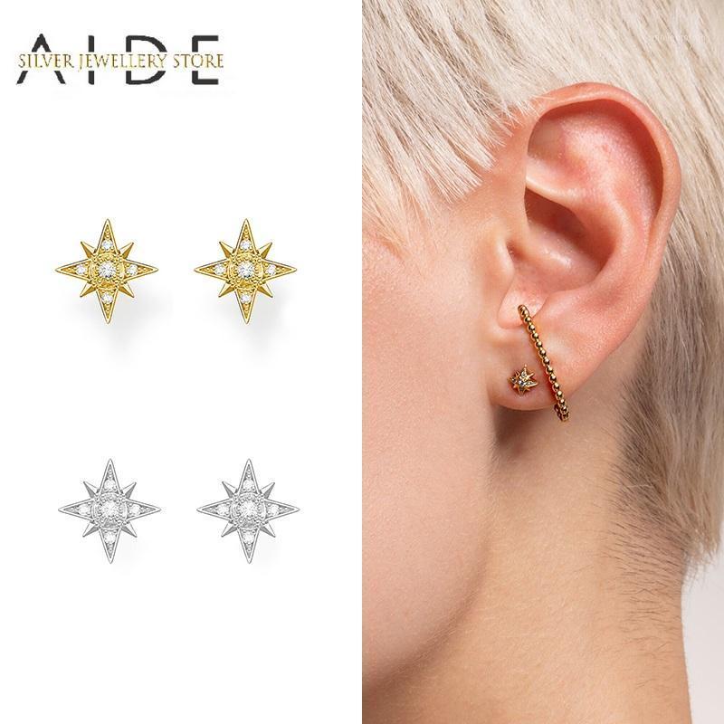 

AIDE Exquisite Anise Star Stud Earrings for Women Small Cute Zircon Astral 925 Sterling Silver Earrings Fine Jewelry kolczyki1