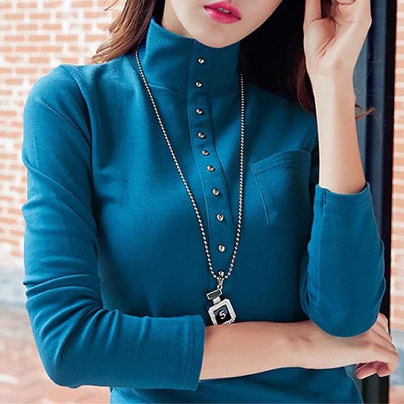 

Cotton Turtleneck Tee Shirt Femme Long Sleeve t-shirt Women t shirt Womens Tops Fashion Poleras De Mujer Solid Camisetas Mujer 201125, W001742 wine