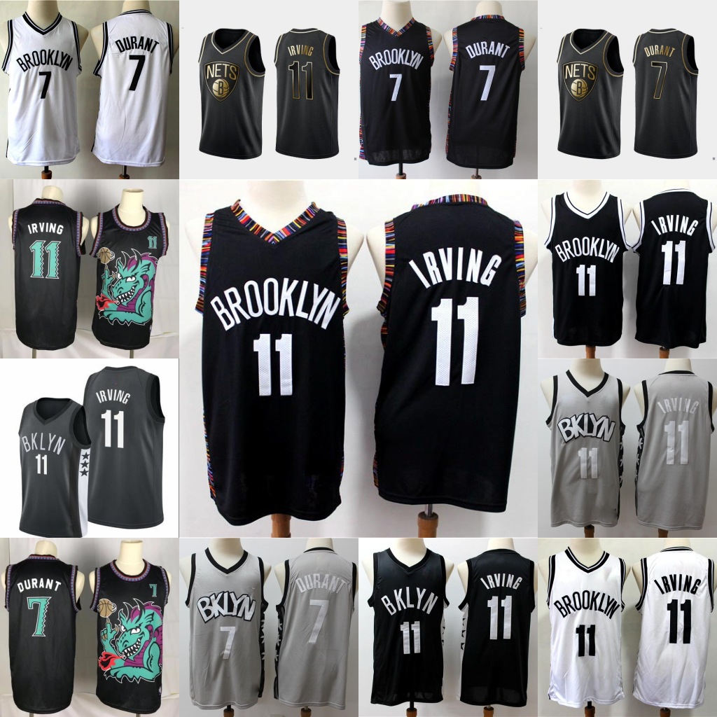 

Brooklyn Nets Men's Kyrie Irving Kevin Durant Julius Erving Basketball Jersey, Black