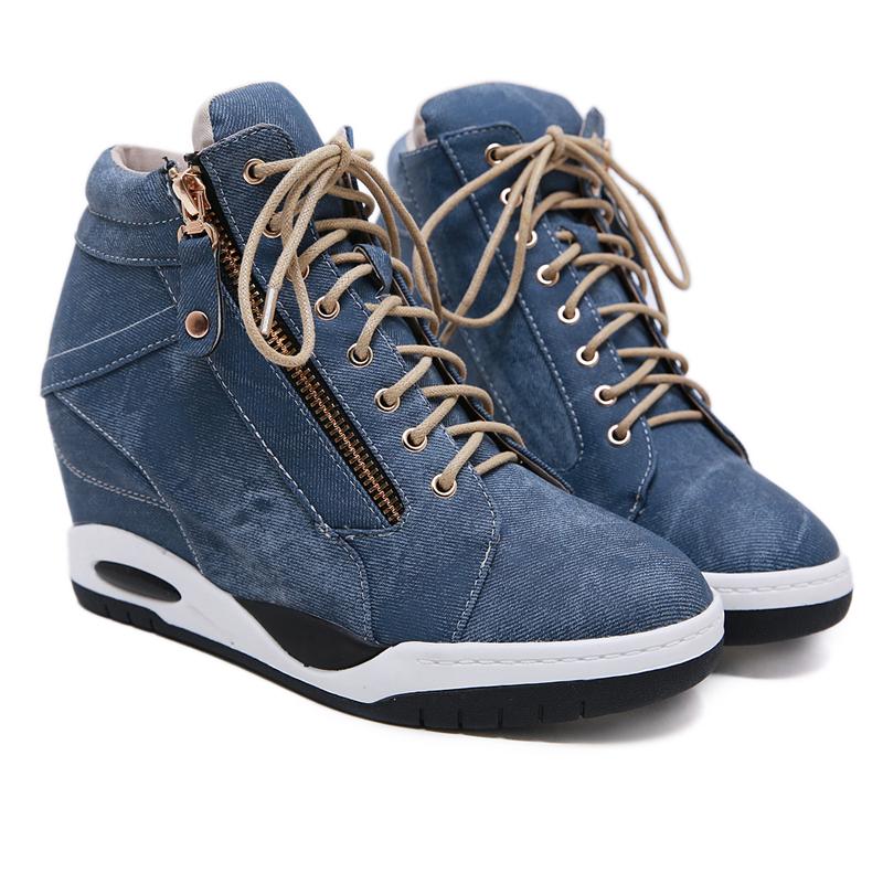 

Sneakers Platform Dropshipping 2021 New Lace Up High Heels Spike Women Trainers Shoes Oxfords Elevator Female, Black