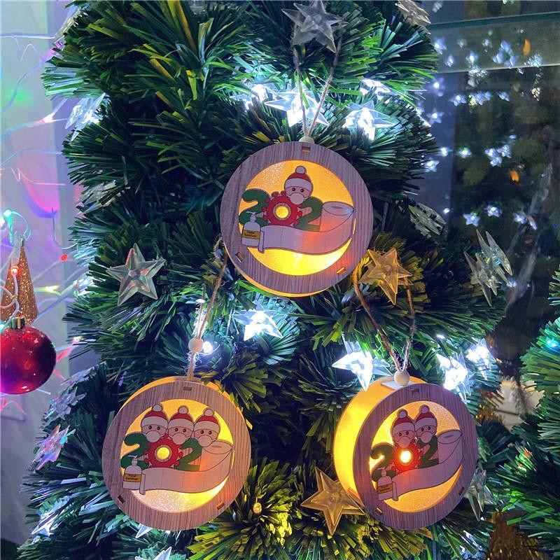 

New Styles Luminous Christmas Pendant with Face Mask Santa Claus Light Box Ornaments Children Gifts 3