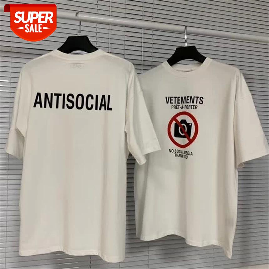 

Vetements No Social Media T Shirt Antisocial Logo Embroidery 1:1 Tag VTM T-shirt #Iw3B, White;black