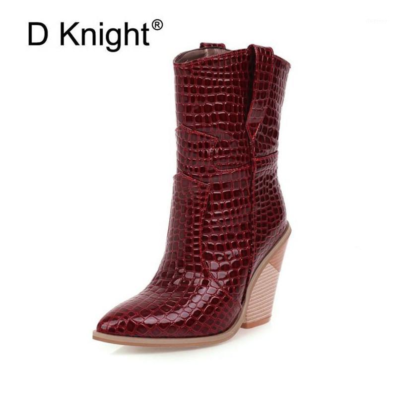 

Black Beige White Fashion Short Western Cowboy Boots For Women Winter Pointed Toe Cowgirl Wedges Motorcycle Boots Ladies Shoes1, Wine red w72