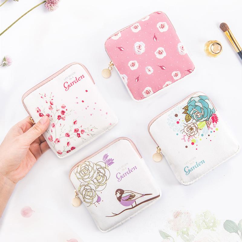 

Storage Cotton Zipper Bag Cute Pouch Fabric Cartoon Save Face Mask Sanitary Pad Pouch Towels Mini Bag Purse Storage Organizer