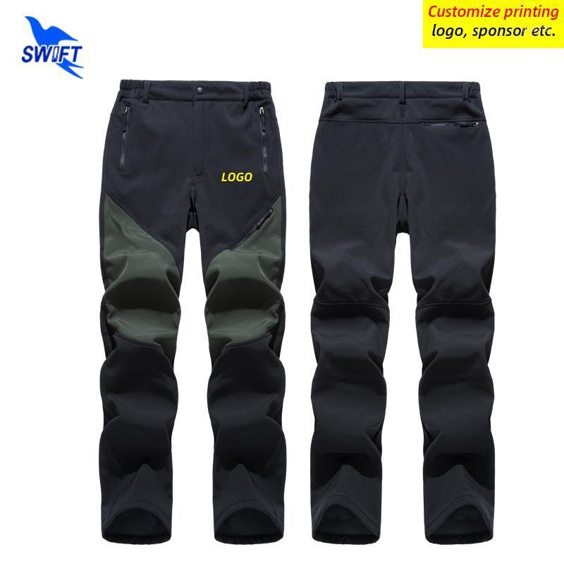 

Customize LOGO Men's Winter Fleece Hiking Pants Waterproof Windproof Softshell Trousers Outdoor Sports Skiing Clothing1, 2041 black