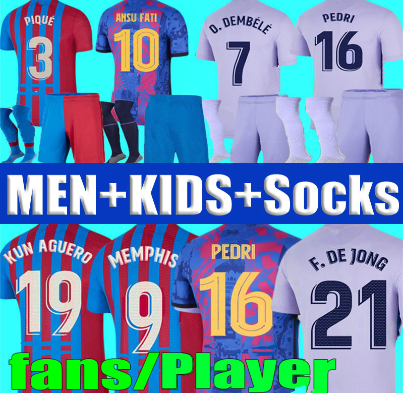 

Camisetas de football ANSU FATI 21 22 MEMPHIS PEDRI soccer jersey FERRAN home away 2021 2022 Dest F. JONG DEST shirt men kids sets socks kit, Fans 21/22 home shirt